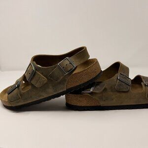 Milano Birkenstock's - Oiled Leather Faded Khaki